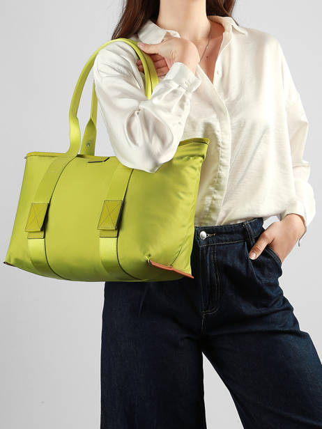 Medium Mistral Rollable Tote Bag Nylon And Leather Lancel Green mistral A13995 other view 1