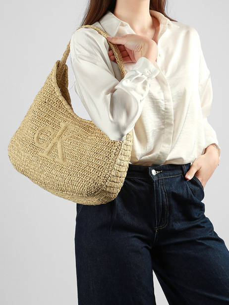 Sac Porté épaule Bold Monogram Paille Calvin klein jeans Beige bold monogram 4F3448G vue secondaire 1