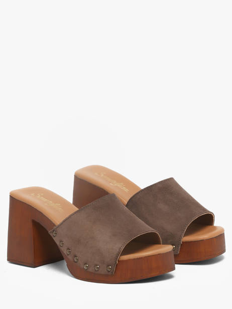 Mules à Talon En Cuir Semerdjian Marron accessoires LAILA vue secondaire 1
