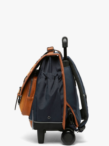 Wheeled Schoolbag 2 Compartments Cameleon Blue vintage urban CR38 other view 3
