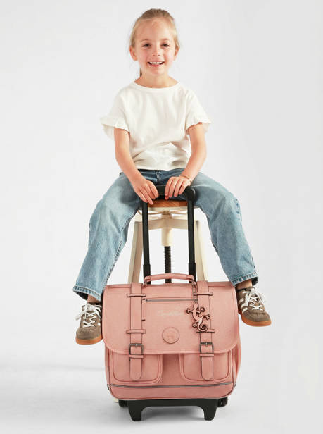 Wheeled Schoolbag 2 Compartments Cameleon Pink vintage color CR38 other view 1