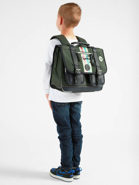 Cartable 2 Compartiments Cameleon Bleu vintage urban CA38 vue secondaire 1
