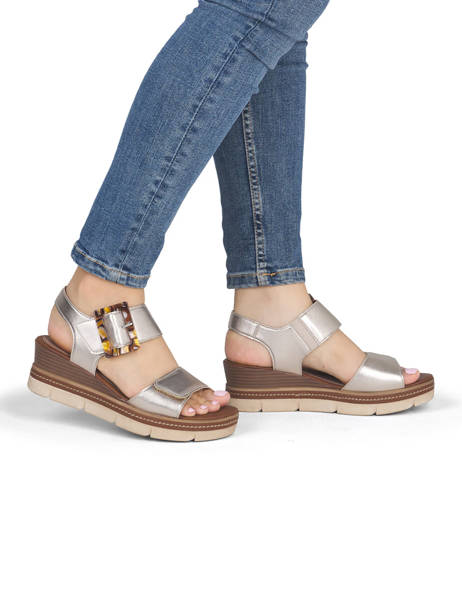 Wedge Sandals In Leather Remonte Gold women 90 other view 1