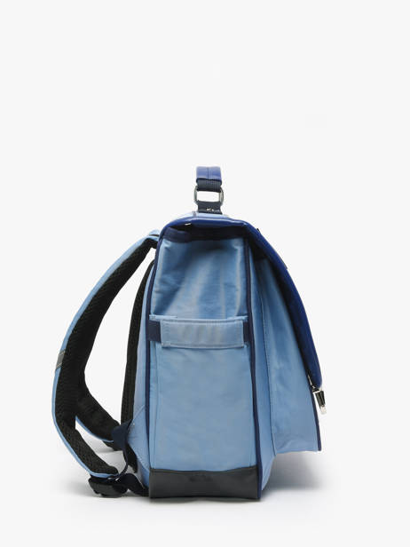 2-compartment Satchel Caramel et cie Blue fier GA other view 2