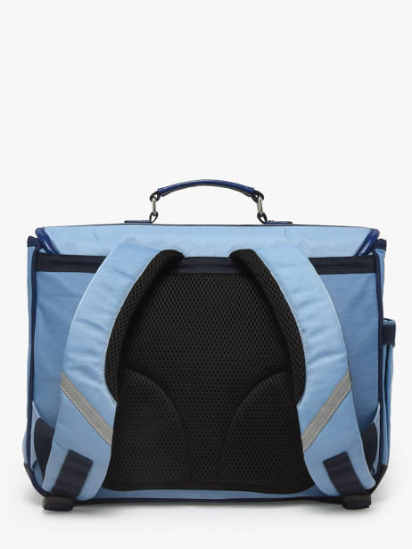 2-compartment Satchel Caramel et cie Blue fier GA other view 4