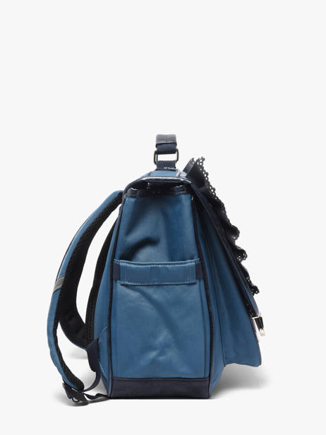 2-compartment Satchel Caramel et cie Blue boheme FI other view 2