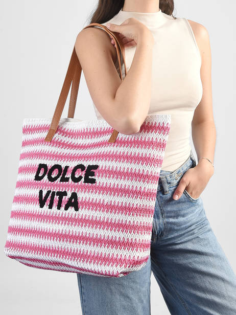 Sac Porté épaule Plage Paille Gerard pasquier Rose plage P26034