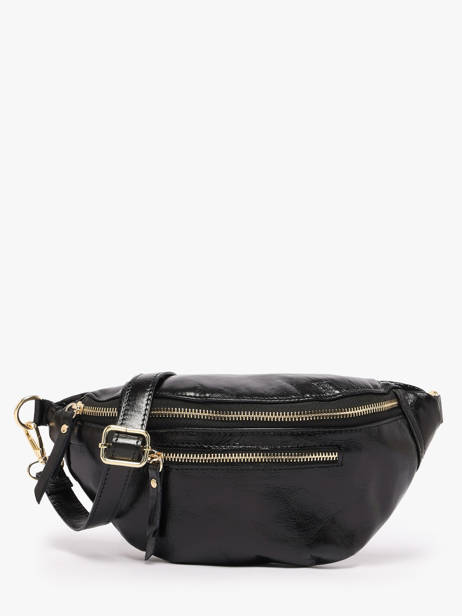 Belt Bag Leather Milano Black shiny sauvage SS24119