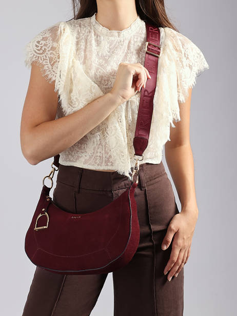 Shoulder Bag Altesse Suede Leather Etrier Red altesse suede EASU017M other view 2