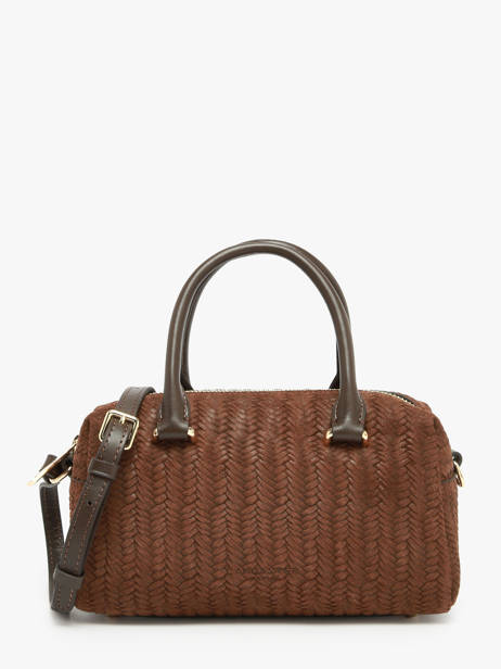 Shoulder Bag Tresse Cube Leather Lancaster Brown tresse cube 67