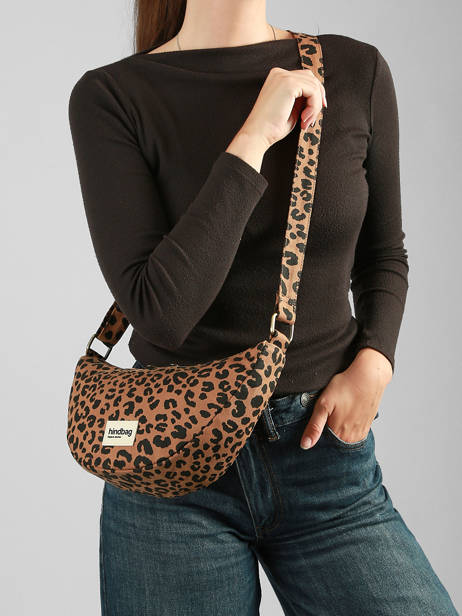 Sac Bandoulière Leopard Coton Hindbag Marron leopard LE vue secondaire 1