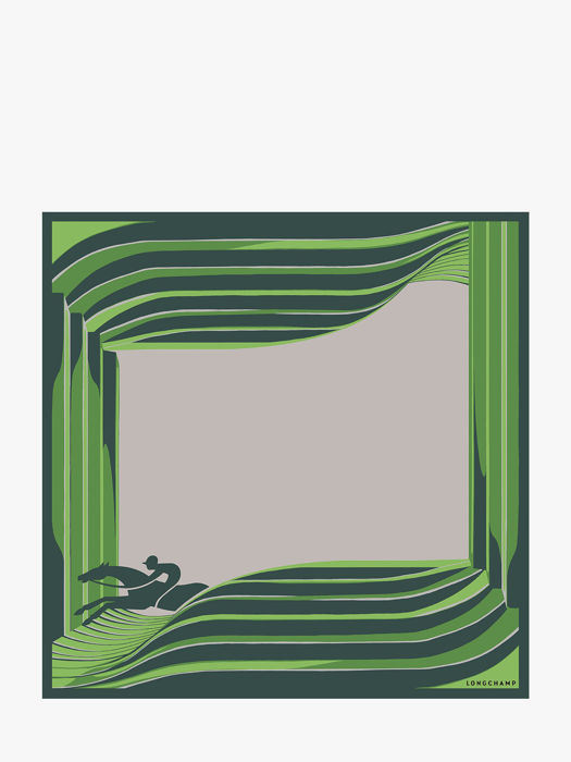 Longchamp Soie gots Scarf Green