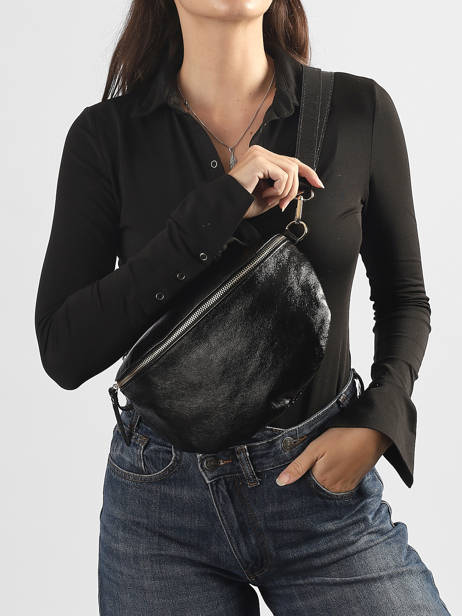 Sac Banane Cuir Milano Noir nine NI21123O vue secondaire 1