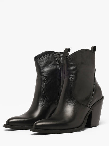 Heeled Boots Tronchetti Texani In Leather Metisse Black women XD798 other view 1