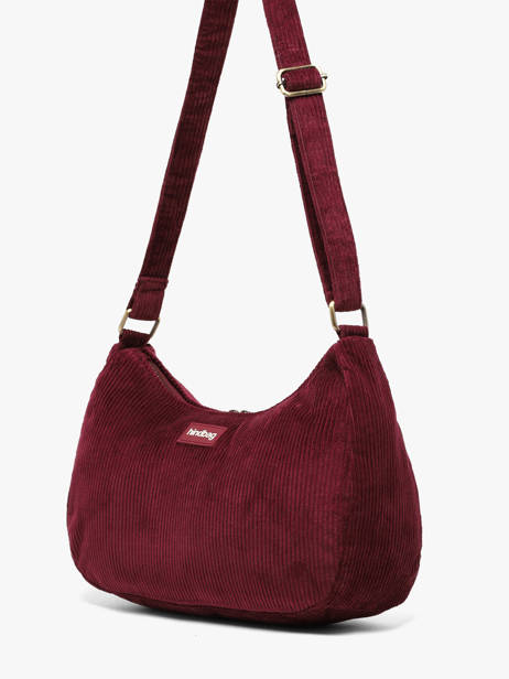 Sac Bandoulière Rosa Velours Côtelé Hindbag Rouge velours V vue secondaire 1