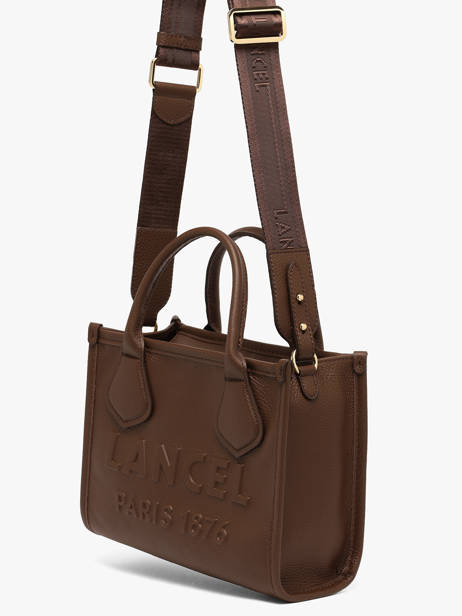 Small Leather Jour Tote Bag Lancel Brown jour A12995 other view 1