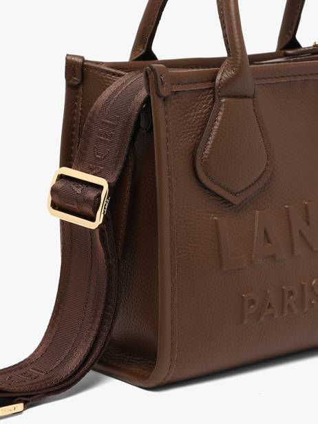 Small Leather Jour Tote Bag Lancel Brown jour A12995 other view 2
