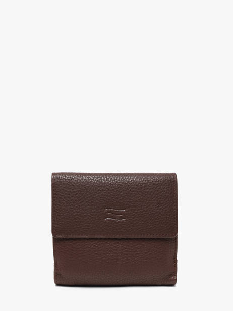 Leather Caviar Compact Wallet Crinkles Brown caviar 14068