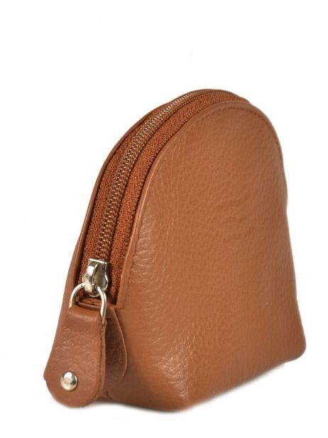 Porte-monnaie Caviar Cuir Crinkles Marron caviar 14026 vue secondaire 1