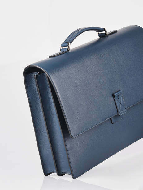 Leather Albert Briefcase 2 Compartments Lancel Blue albert A07986 other view 1