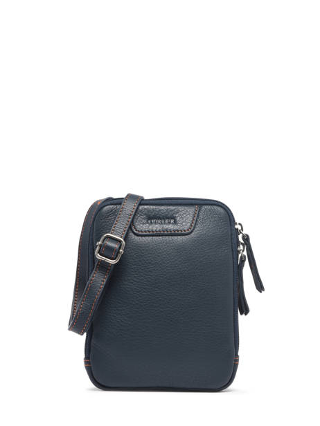 Small Leather Foulonné Crossbody Bag Etrier Blue foulonne EFOU728S